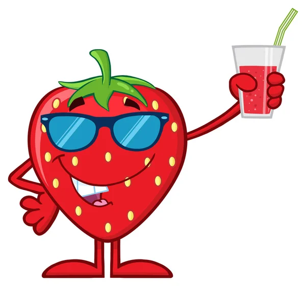 Karakter Maskot Kartun Buah Strawberry - Stok Vektor