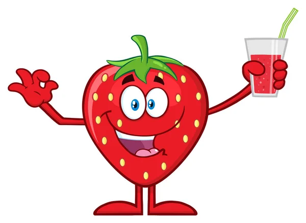 Karakter Maskot Kartun Buah Strawberry - Stok Vektor