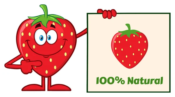 Caractère Mascotte Fraise Fruit Caricature — Image vectorielle