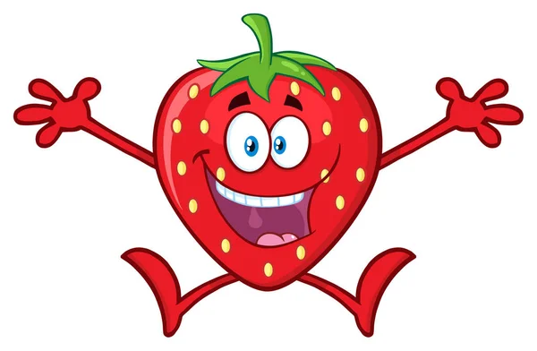 Aardbeien Fruit Tekenfilm Mascotte Karakter — Stockvector