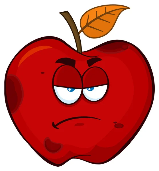 Rotte Rode Appel Fruit Met Blad Cartoon Tekenen — Stockvector