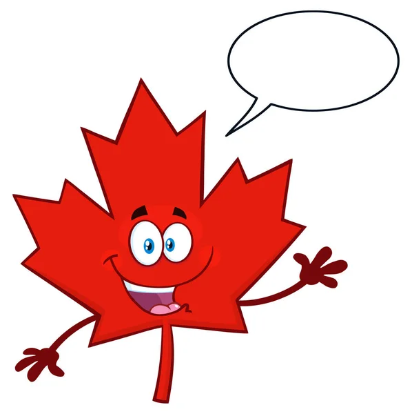 Kanadensisk Röd Lönn Blad Tecknad Maskot Tecken — Stock vektor