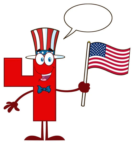 Mascotte Patriotique Numéro Quatre Caractère Caricature — Image vectorielle