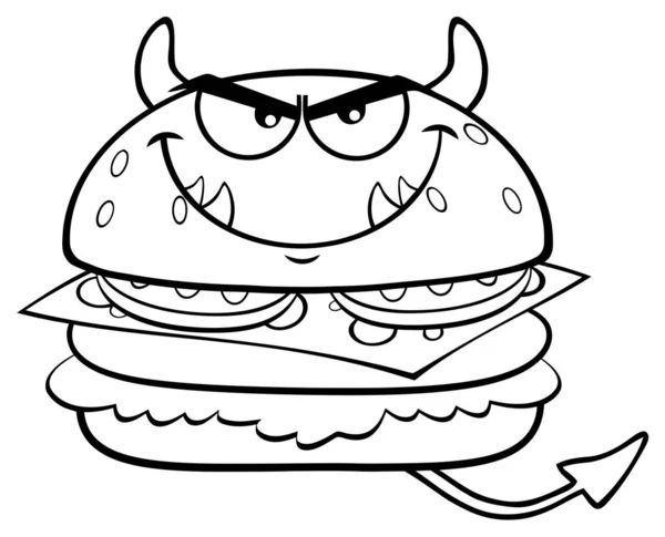 Personagem Dos Desenhos Animados Devil Burger — Vetor de Stock