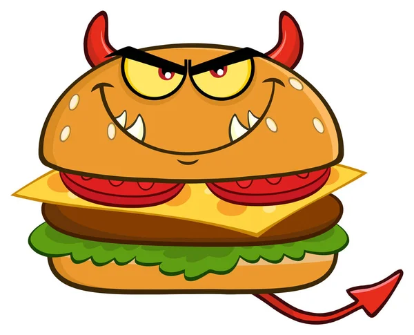 Charakter Karikatury Devil Burger — Stockový vektor