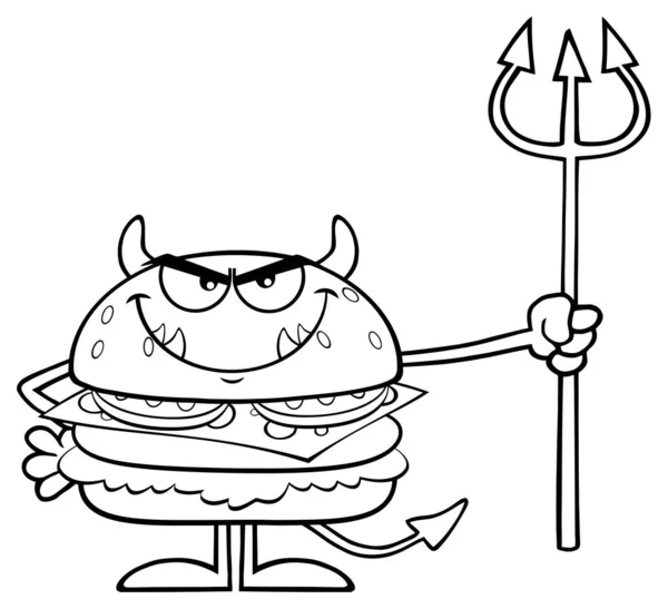 Diablo Hamburguesa Personaje Dibujos Animados — Vector de stock