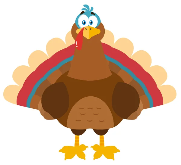 Thanksgiving Turkije Tekenfilm Mascotte Karakters Vector Illustratie — Stockvector