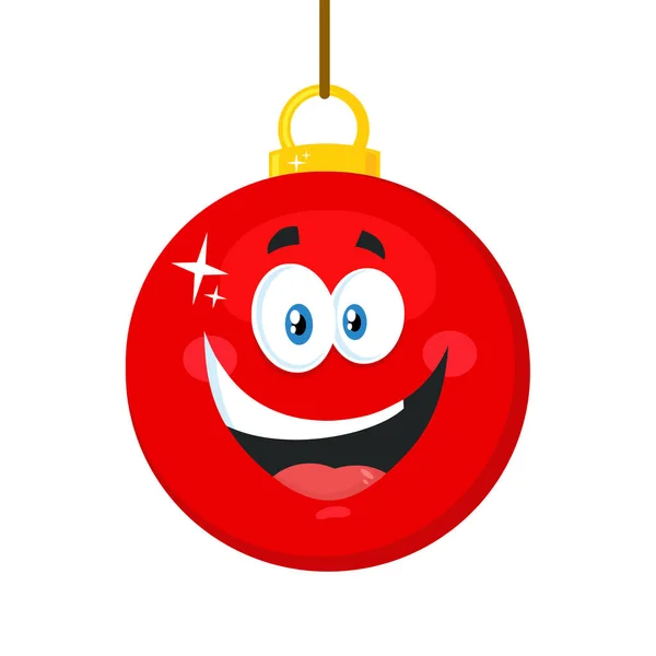 Glücklich Rote Weihnachtskugel Cartoon Maskottchen Charakter — Stockvektor
