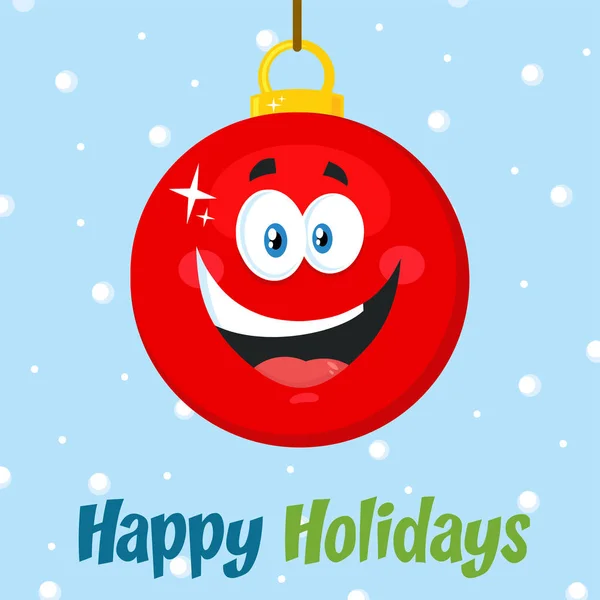 Carácter Mascota Dibujos Animados Bola Roja Feliz Navidad — Vector de stock