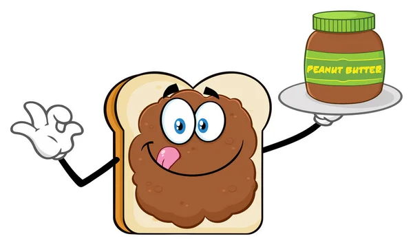 Bread Slice Cartoon Mascot Character — Stock Vector