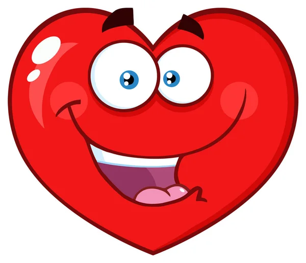 Caráter Cara Emoji Desenhos Animados Coração Vermelho — Vetor de Stock