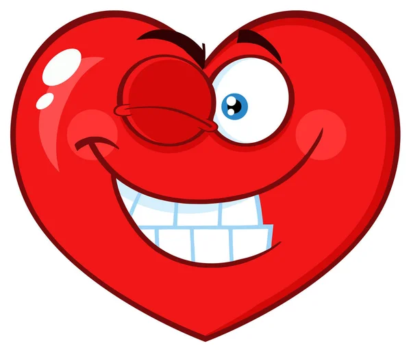 Cartone Animato Cuore Rosso Emoji Face Character — Vettoriale Stock