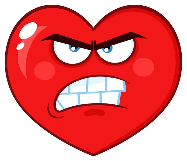 Czerwone Serce Kreskówka Emoji Twarz Znak — Wektor stockowy