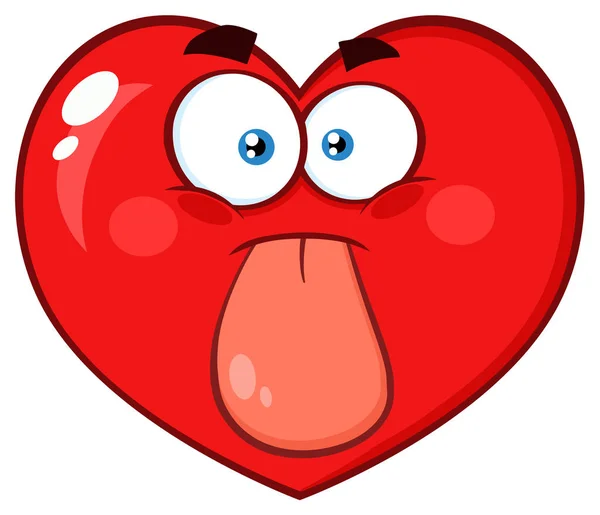 Coeur Rouge Personnage Bande Dessinée Emoji Visage — Image vectorielle