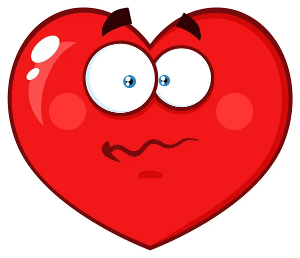 Cartone Animato Cuore Rosso Emoji Face Character — Vettoriale Stock
