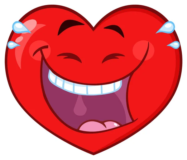 Coeur Rouge Personnage Bande Dessinée Emoji Visage — Image vectorielle
