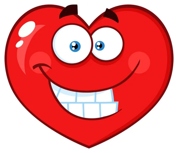 Vörös Szív Rajzfilm Emoji Arc Karakter — Stock Vector