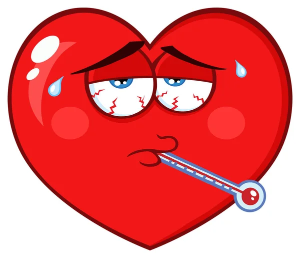 Red Heart Cartoon Emoji Face Character