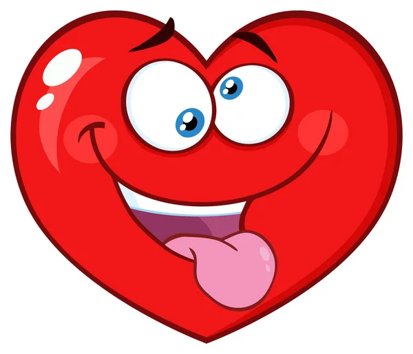 Rode Hart Cartoon Emoji Gezicht Karakter — Stockvector