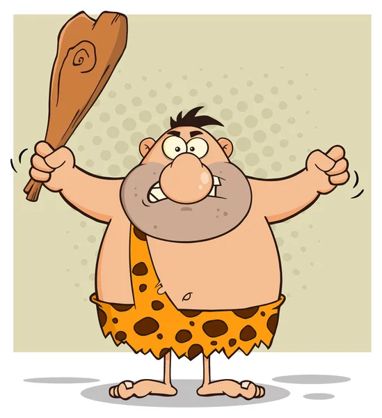 Caveman Desenhos Animados Personagem Vetor Ilustração —  Vetores de Stock