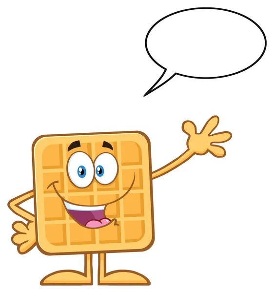 Personaje Mascota Dibujos Animados Chef Square Waffle — Vector de stock