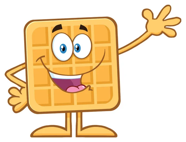 Personaje Mascota Dibujos Animados Chef Square Waffle — Vector de stock
