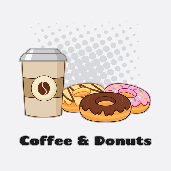 Tasse Kaffee Mit Donuts Grafik Design Vektorillustration — Stockvektor