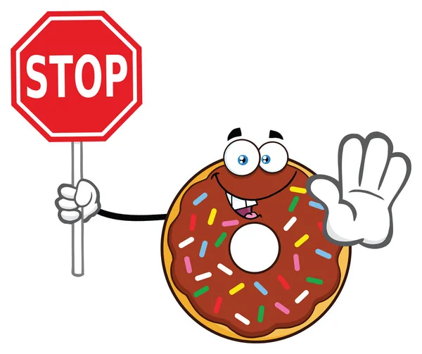 Ciocolata Donut Desen Animat Mascot Caracter — Vector de stoc