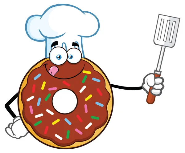 Personaje Mascota Historieta Del Donut Del Chocolate — Vector de stock