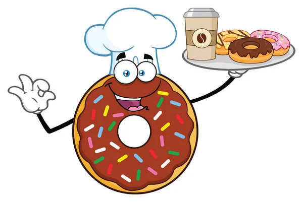 Chocolade Donut Cartoon Mascotte Karakter — Stockvector