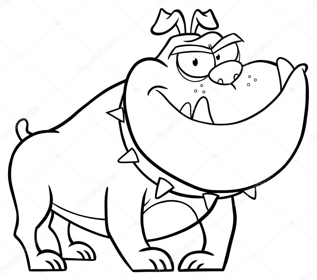 Bulldog Dog Head Cartoon Mascot Character