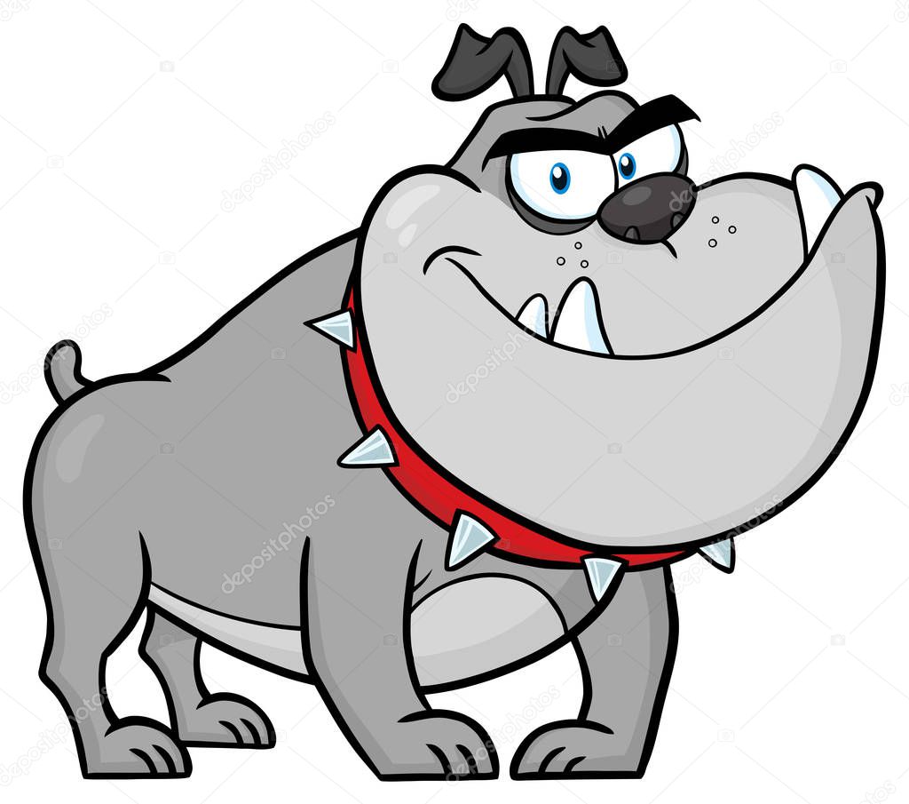 Bulldog Dog Head Cartoon Mascot Character