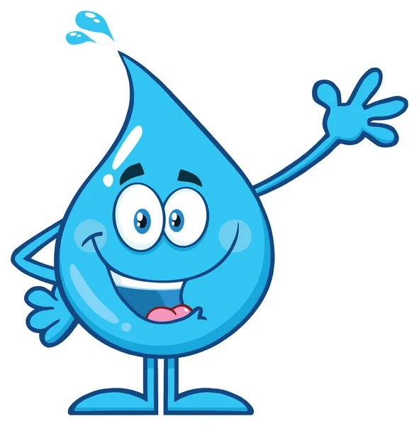 Personaje Mascota Dibujos Animados Gota Agua Azul — Vector de stock