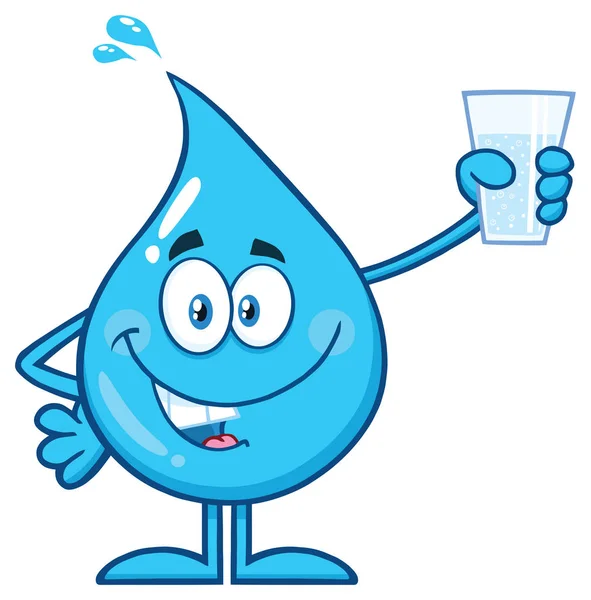 Personaje Mascota Dibujos Animados Gota Agua Azul — Vector de stock