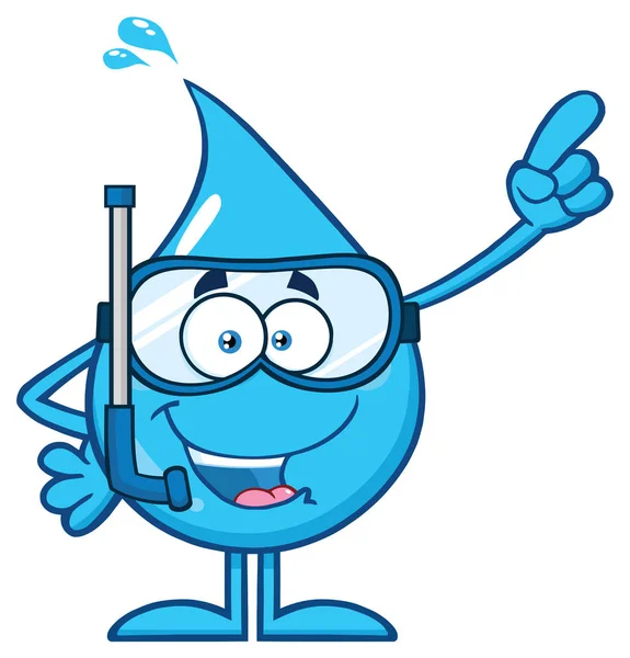 Blauw Water Drop Cartoon Mascotte Karakter — Stockvector