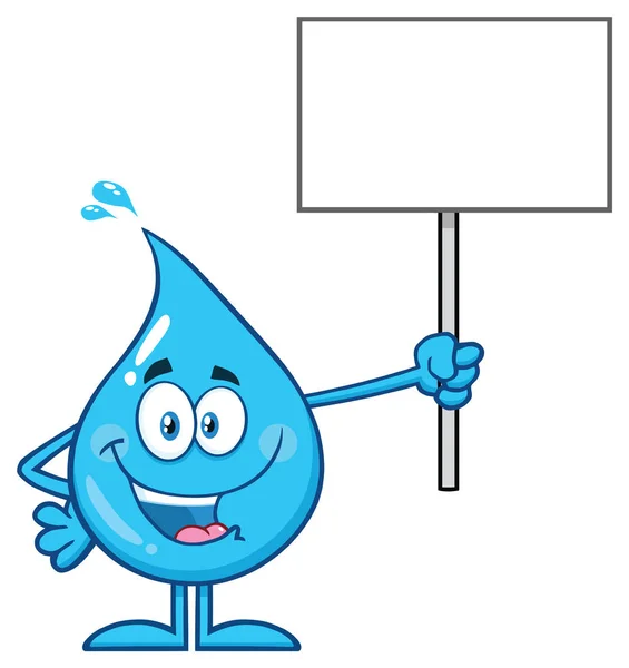 Blauw Water Drop Cartoon Mascotte Karakter — Stockvector
