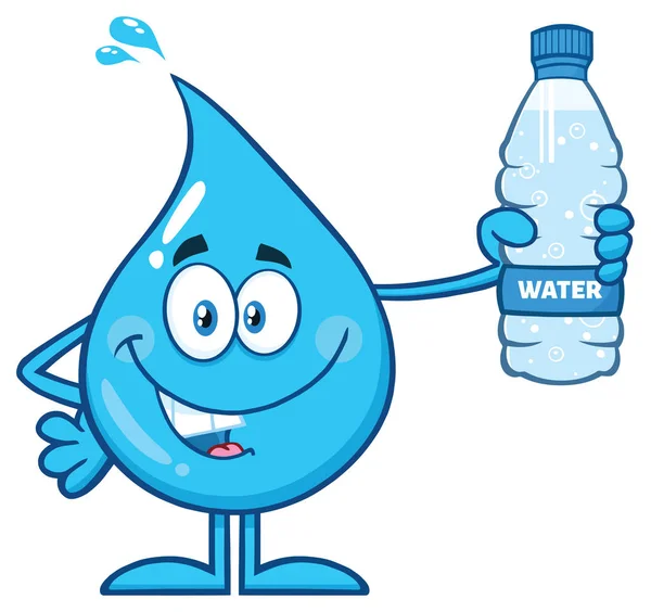 Blue Water Drop Cartoon Mascot Character — Stock vektor