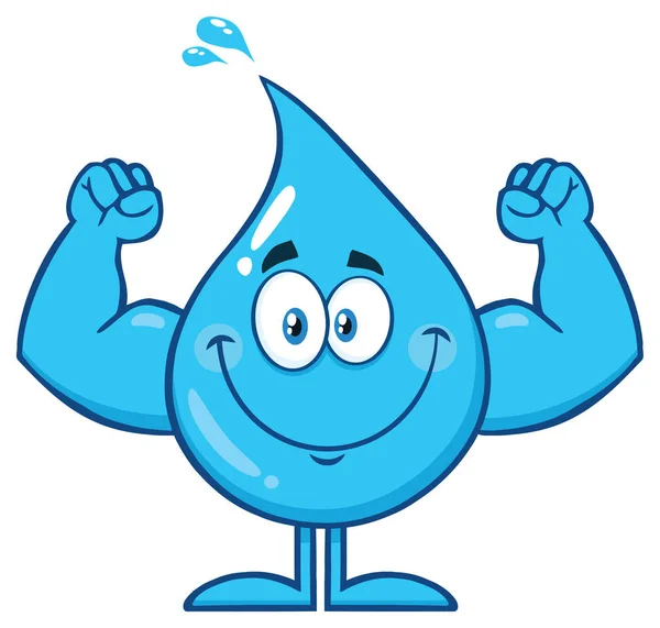 Personaje Mascota Dibujos Animados Gota Agua Azul — Vector de stock