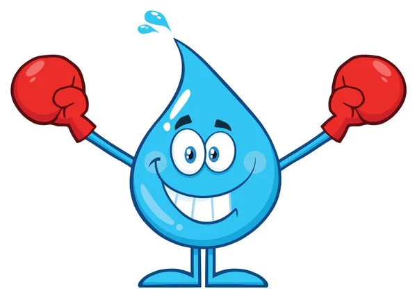 Blauw Water Drop Cartoon Mascotte Karakter — Stockvector