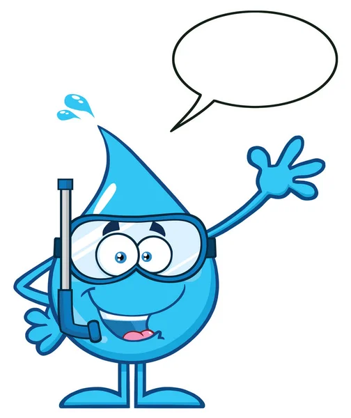 Personaje Mascota Dibujos Animados Gota Agua Azul — Vector de stock