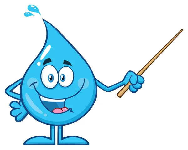 Caráter Mascote Desenhos Animados Gota Água Azul — Vetor de Stock