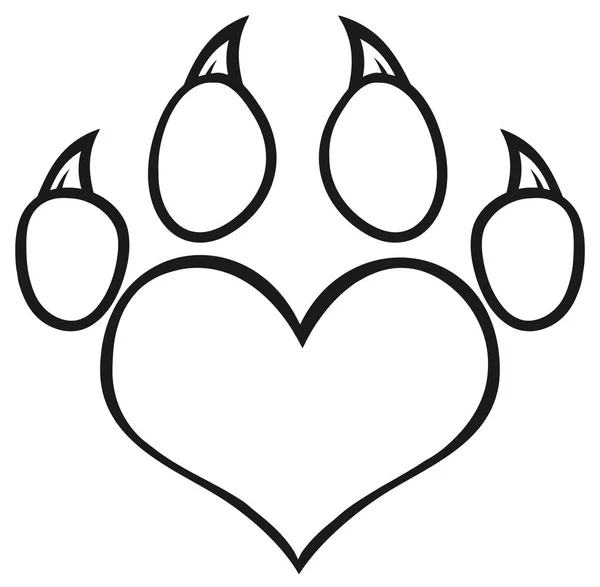 Amor Paw Print Circle Logo Design Vector Ilustração — Vetor de Stock