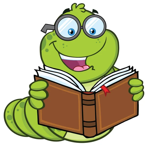 Book Worm Teacher Cartoon Character — Stock vektor