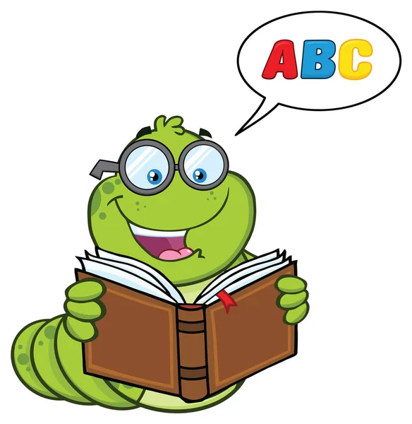 Book Worm Teacher Cartoon Character — Stock Vector