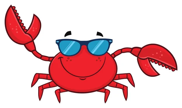 Glücklich Krabbe Cartoon Maskottchen Charakter Vektor Illustration — Stockvektor