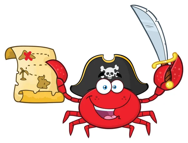 Happy Crab Cartoon Mascot Character Vector Illustration — Stock vektor