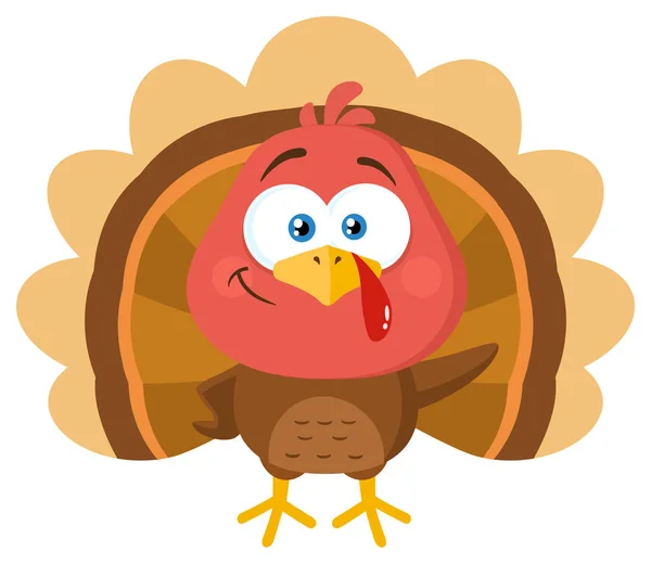 Personagem Feliz Dos Desenhos Animados Pássaro Turquia — Vetor de Stock