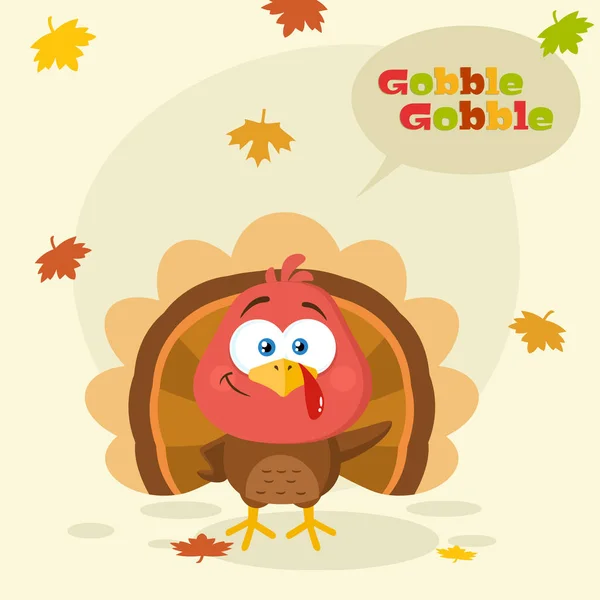 Happy Turkey Oiseau Personnage Bande Dessinée — Image vectorielle