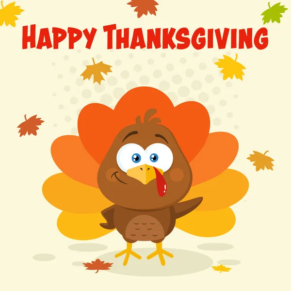 Happy Turkey Bird Cartoon Character — Stockový vektor