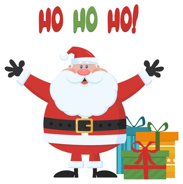 Jolly Santa Claus Cartoon Mascot Character Vector Illustration Flat Design — Stock Vector